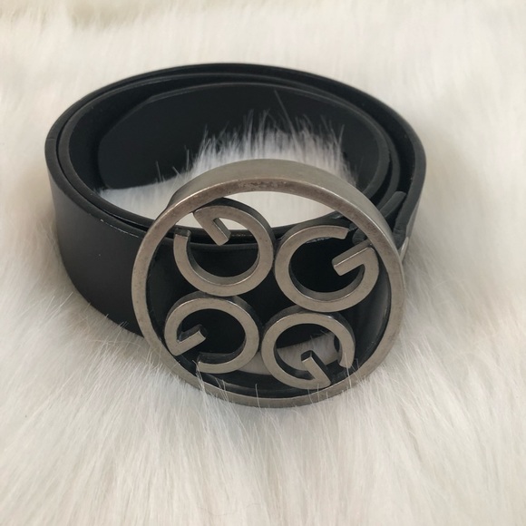 Guess Accessories - Guess 4 G silver buckle black brown leather belt